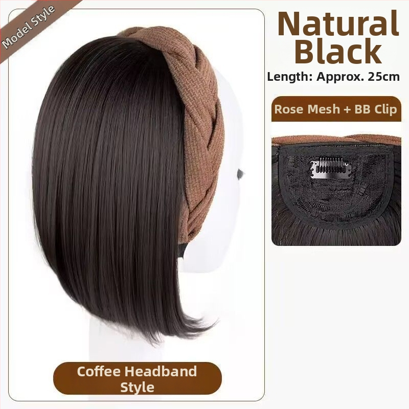 Integrirana perika s trakom za glavu za vrh i stražnji dio glave, poluperika koja pokriva sijedu kosu, japansko-korejski stil, vlakna otporna na toplinu