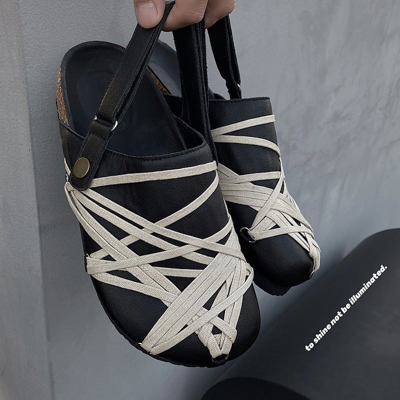 Papuci de bărbați din plută – finisaj velur, talpă din cauciuc, partea superioară din piele de vițel cu două straturi, vara 2025