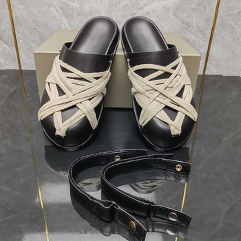 Muške kožne papuče sa širokim prstom, zatvorena prednja strana, casual Birkenstock-stil cipele sa vezicama, proljeće 2025