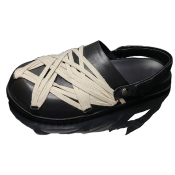 Muške kožne papuče sa širokim prstom, zatvorena prednja strana, casual Birkenstock-stil cipele sa vezicama, proljeće 2025