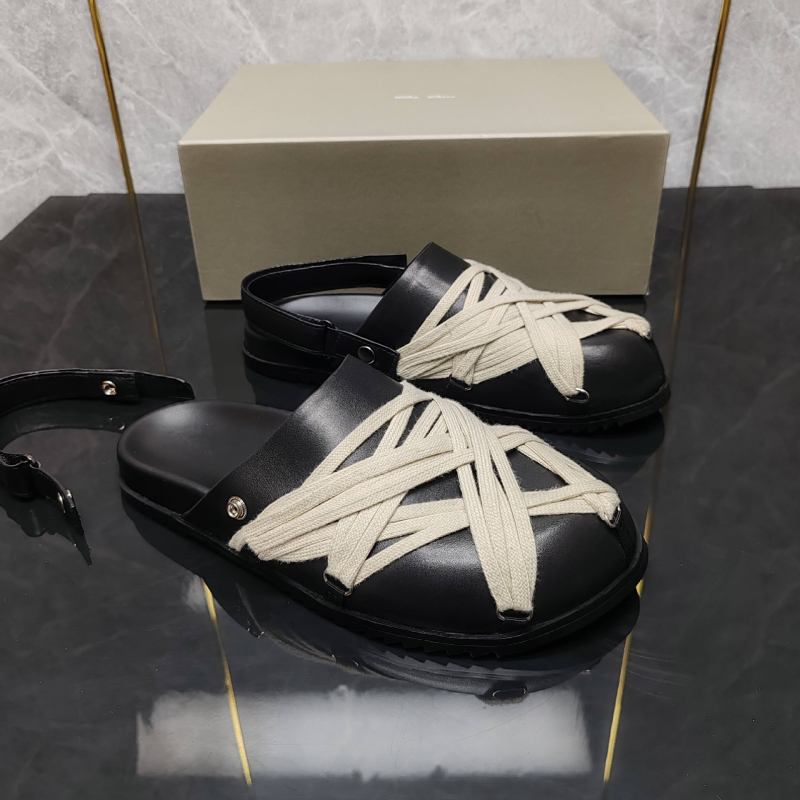 Muške kožne papuče sa širokim prstom, zatvorena prednja strana, casual Birkenstock-stil cipele sa vezicama, proljeće 2025