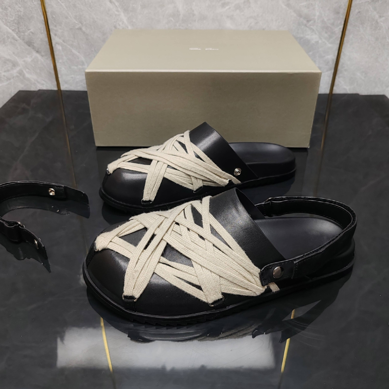 Muške kožne papuče sa širokim prstom, zatvorena prednja strana, casual Birkenstock-stil cipele sa vezicama, proljeće 2025