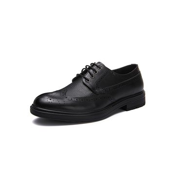 Pantofi eleganți din piele pentru bărbați, cu șireturi, decor brogue gravat, partea superioară din piele de vacă, vârful din piele, talpă din cauciuc, respirabili, antiderapanti