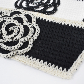 Partea superioară a pantofului cu broderie electrică de camelia, serie Upper, poliester, potrivită pentru sandale și papuci, unicat, vintage artistic, cod produs 819