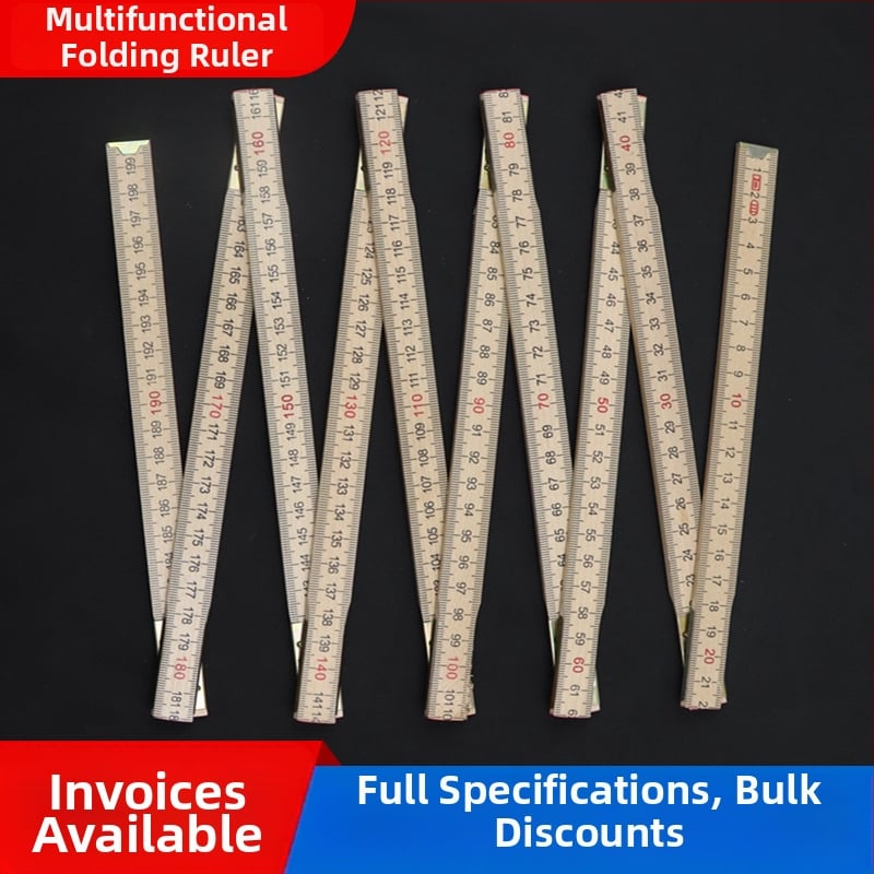 QITE Ξύλινος Αναδιπλούμενος Χάρακας, Ακανόνιστο Σχήμα, Διπλής Όψης Μετρική Κλίμακα, Χάρακας σε εκατοστά, Καθαρό Βάρος 105 g