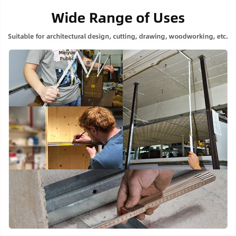 QITE Ξύλινος Αναδιπλούμενος Χάρακας, Ακανόνιστο Σχήμα, Διπλής Όψης Μετρική Κλίμακα, Χάρακας σε εκατοστά, Καθαρό Βάρος 105 g