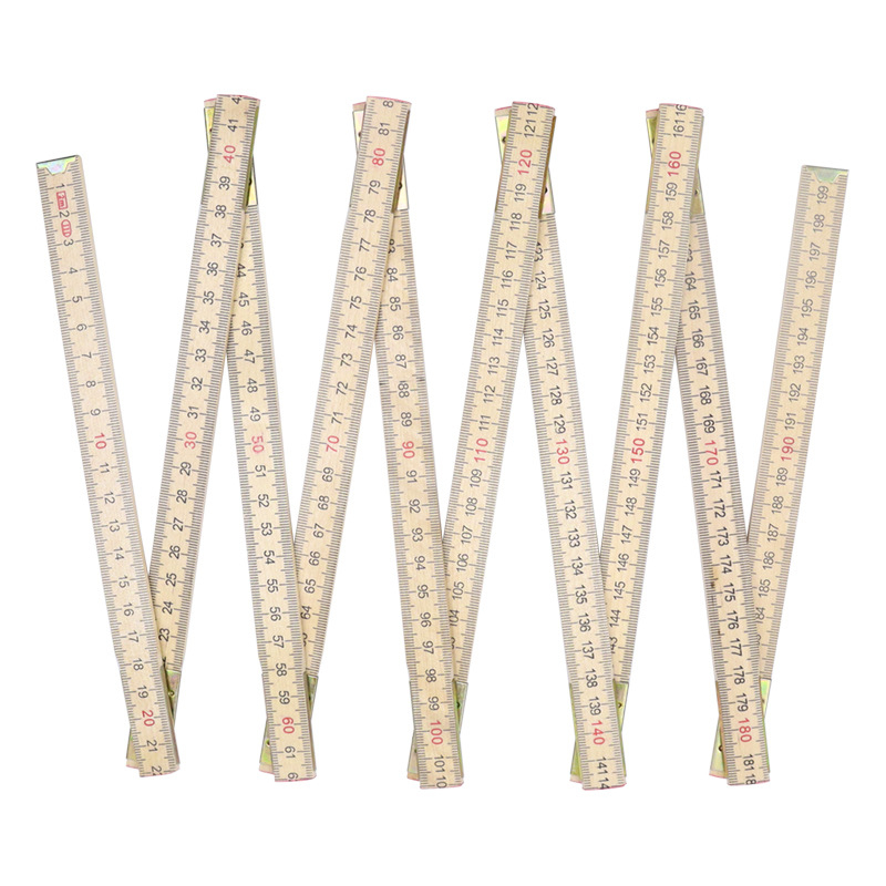 QITE Ξύλινος Αναδιπλούμενος Χάρακας, Ακανόνιστο Σχήμα, Διπλής Όψης Μετρική Κλίμακα, Χάρακας σε εκατοστά, Καθαρό Βάρος 105 g