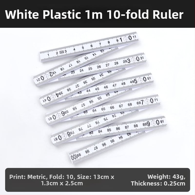 QITE Ξύλινος Αναδιπλούμενος Χάρακας, Ακανόνιστο Σχήμα, Διπλής Όψης Μετρική Κλίμακα, Χάρακας σε εκατοστά, Καθαρό Βάρος 105 g