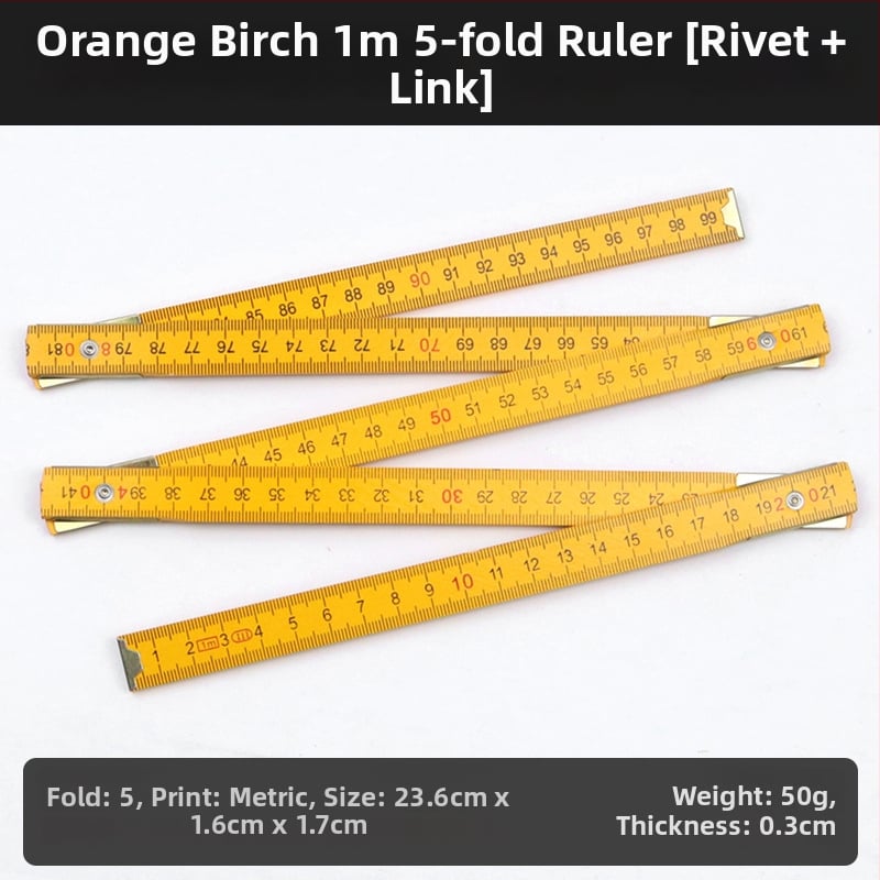 QITE Ξύλινος Αναδιπλούμενος Χάρακας, Ακανόνιστο Σχήμα, Διπλής Όψης Μετρική Κλίμακα, Χάρακας σε εκατοστά, Καθαρό Βάρος 105 g