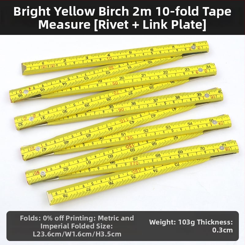 QITE Ξύλινος Αναδιπλούμενος Χάρακας, Ακανόνιστο Σχήμα, Διπλής Όψης Μετρική Κλίμακα, Χάρακας σε εκατοστά, Καθαρό Βάρος 105 g