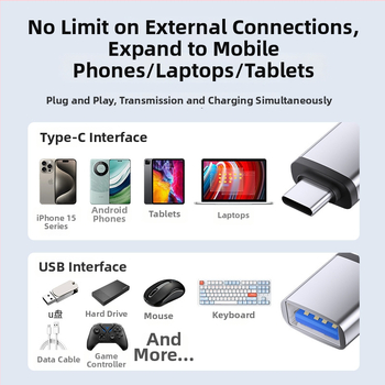 OTG adaptér Type-C na USB 3.0, konvertor USB flash disku pre zariadenia s rozhraním Type-C