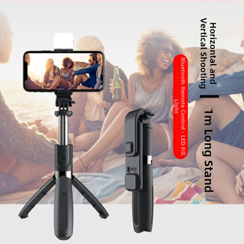 Bluetooth selfie tyč pre telefón s LED podsvietením, teleskopická tyč a statív - hliníková zliatina, diaľkové ovládanie