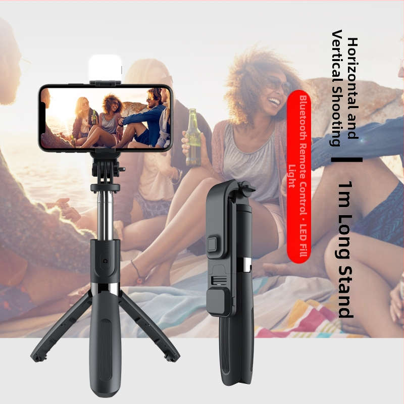Bluetooth selfie tyč pre telefón s LED podsvietením, teleskopická tyč a statív - hliníková zliatina, diaľkové ovládanie