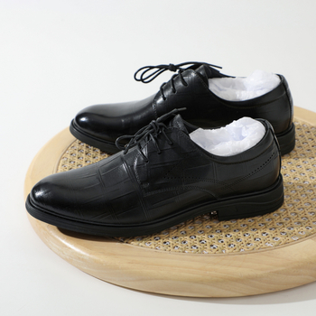 Pantofi eleganti de piele pentru bărbați – piele de primul strat, șireturi, talpă din cauciuc, protecție din piele la vârful degetelor, stil business casual