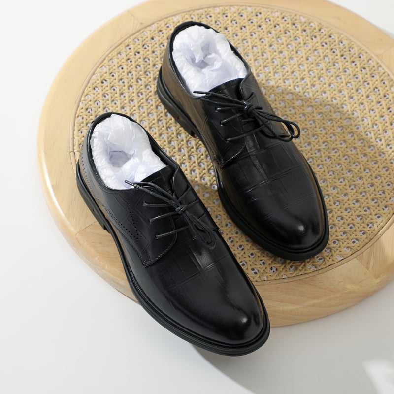 Pantofi eleganti de piele pentru bărbați – piele de primul strat, șireturi, talpă din cauciuc, protecție din piele la vârful degetelor, stil business casual