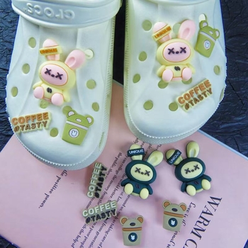 Acessoriu cu floare pentru pantofi din PVC, model iepuraș din plastic, decor DIY detașabil pentru Crocs și alte încălțăminte