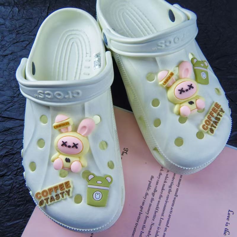 Acessoriu cu floare pentru pantofi din PVC, model iepuraș din plastic, decor DIY detașabil pentru Crocs și alte încălțăminte