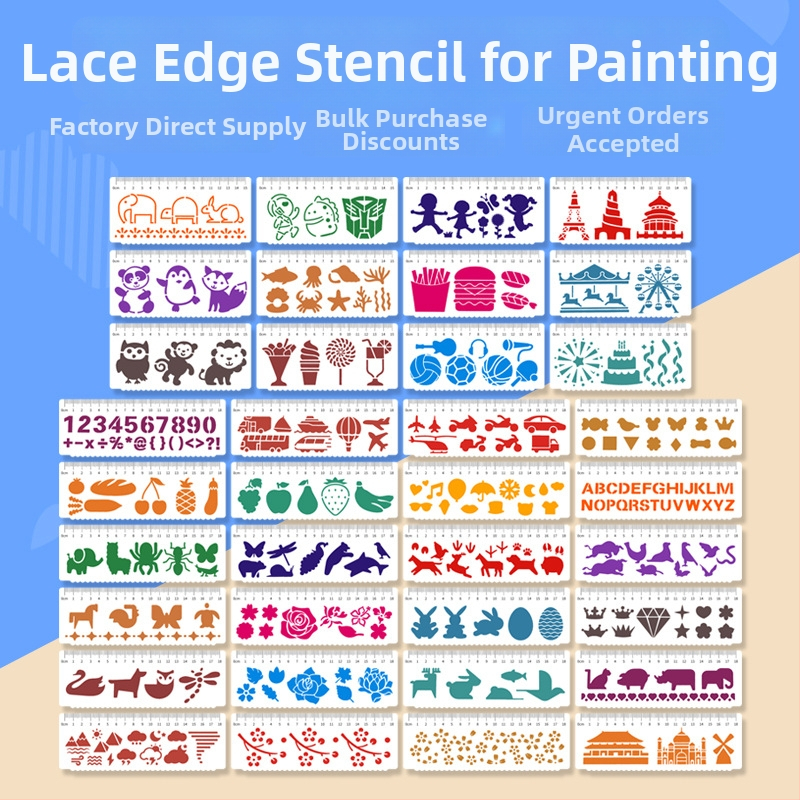 PET duté šablóny pre denník a scrapbooking – šablóny na vyrezávanie písmen a mandaly