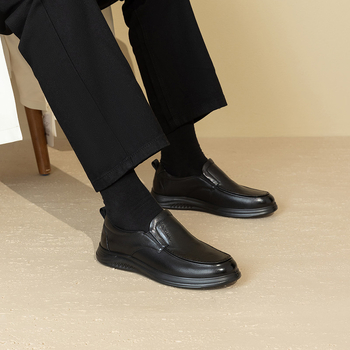 Aokang pantofi bărbați slip-on din piele pentru primăvară și toamnă – partea superioară din piele de vițel, talpă PU, căptușeală și branț din piele de porc, business casual
