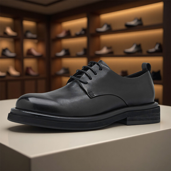 Pantofi Derby pentru bărbați, piele de bovine din primul strat, talpă compozită, închidere cu șireturi, stil business pentru birou