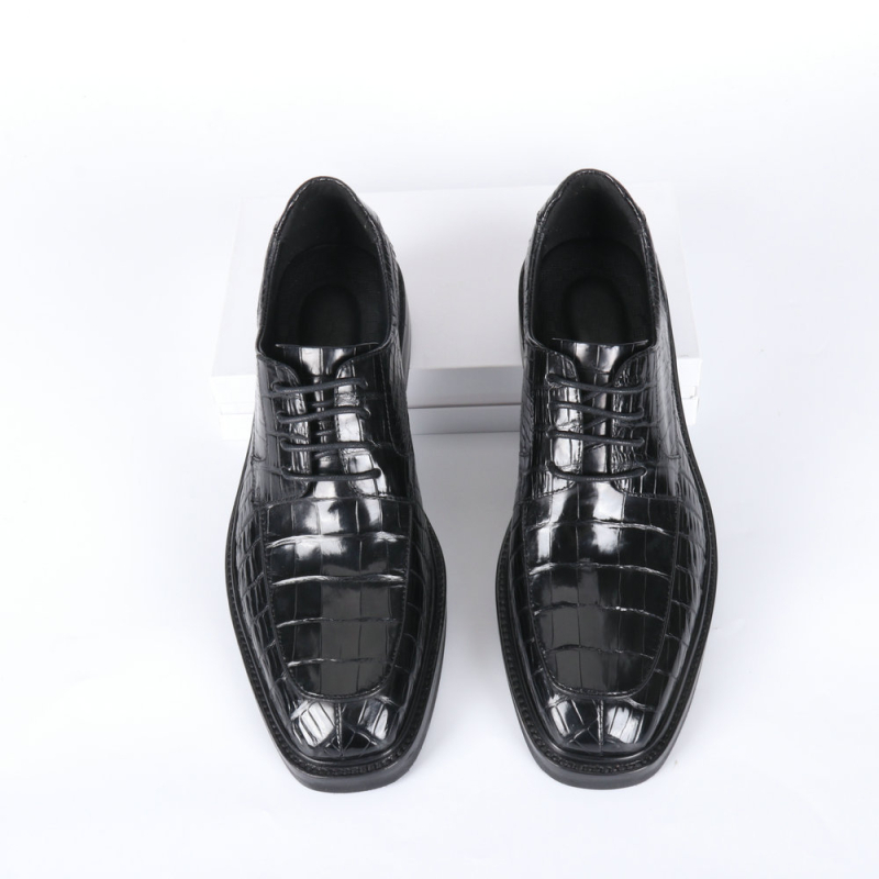 Pantofi de bărbați din piele de crocodil cu talpă din spumă XL, vârf din piele, gleznă joasă, talpă antiderapantă, stil business casual