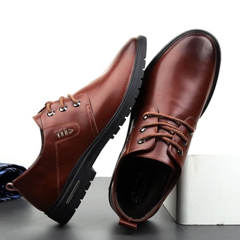 Pantofi casual bărbați din piele naturală, partea superioară respirabilă, talpă din cauciuc, creștere internă a înălțimii, construcție vulcanizată