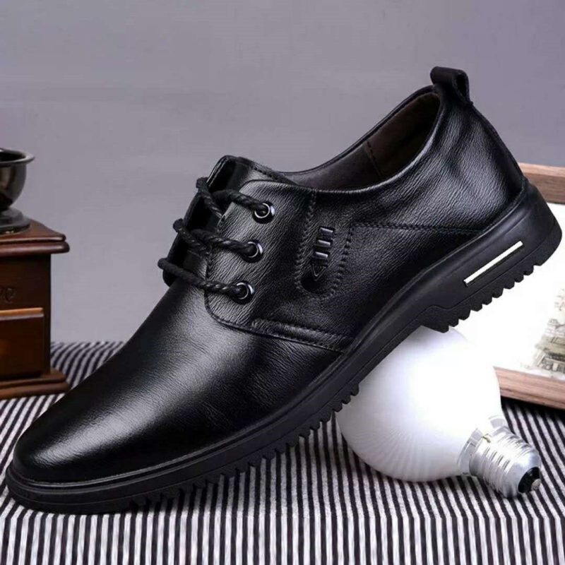Pantofi casual bărbați din piele naturală, partea superioară respirabilă, talpă din cauciuc, creștere internă a înălțimii, construcție vulcanizată