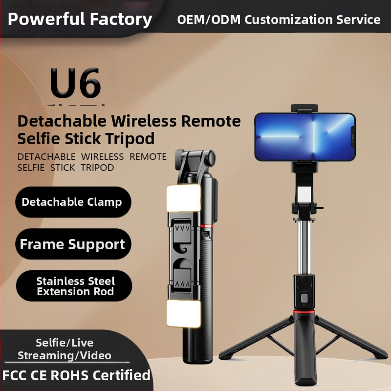 U6 Bluetooth Selfie Tyč s Telescopickým Tripodom – ABS + Nerezová oceľ, Bluetooth diaľkové ovládanie, Univerzálna kompatibilita