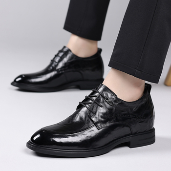 Pantofi eleganți din piele pentru bărbați din piele de bovină de primă calitate, vârf din piele, șireturi, talpă din cauciuc, căptușeală din piele de porc, stil britanic, pentru afaceri