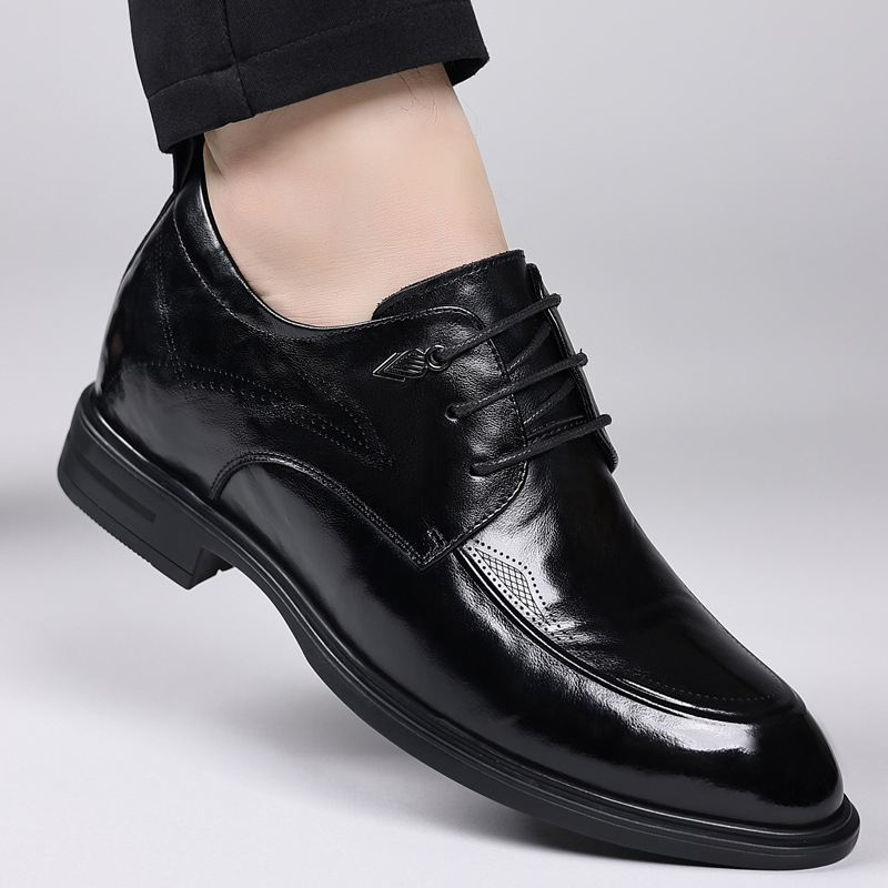 Pantofi eleganți din piele pentru bărbați din piele de bovină de primă calitate, vârf din piele, șireturi, talpă din cauciuc, căptușeală din piele de porc, stil britanic, pentru afaceri