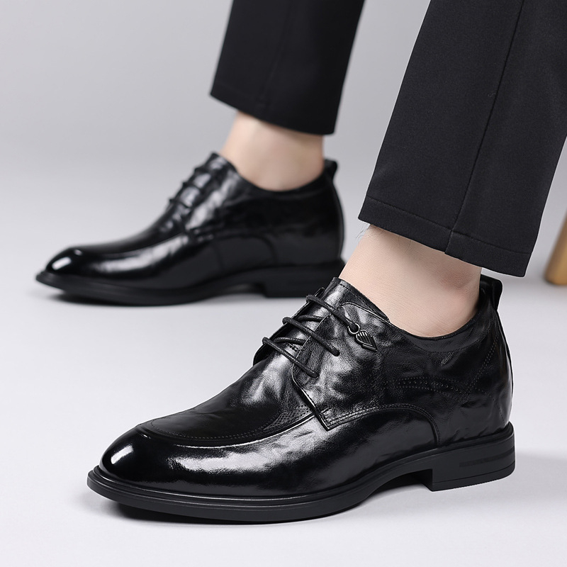 Pantofi eleganți din piele pentru bărbați din piele de bovină de primă calitate, vârf din piele, șireturi, talpă din cauciuc, căptușeală din piele de porc, stil britanic, pentru afaceri