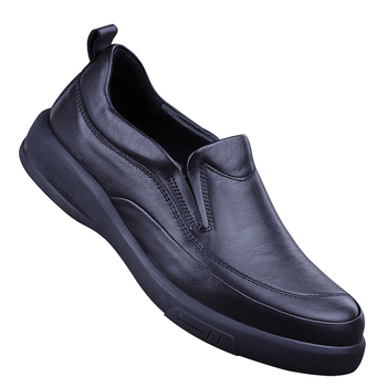 Pantofi casual din piele naturală pentru bărbați – Slip-On, partea superioară din piele naturală, branț PU, talpă din cauciuc, construcție cusută
