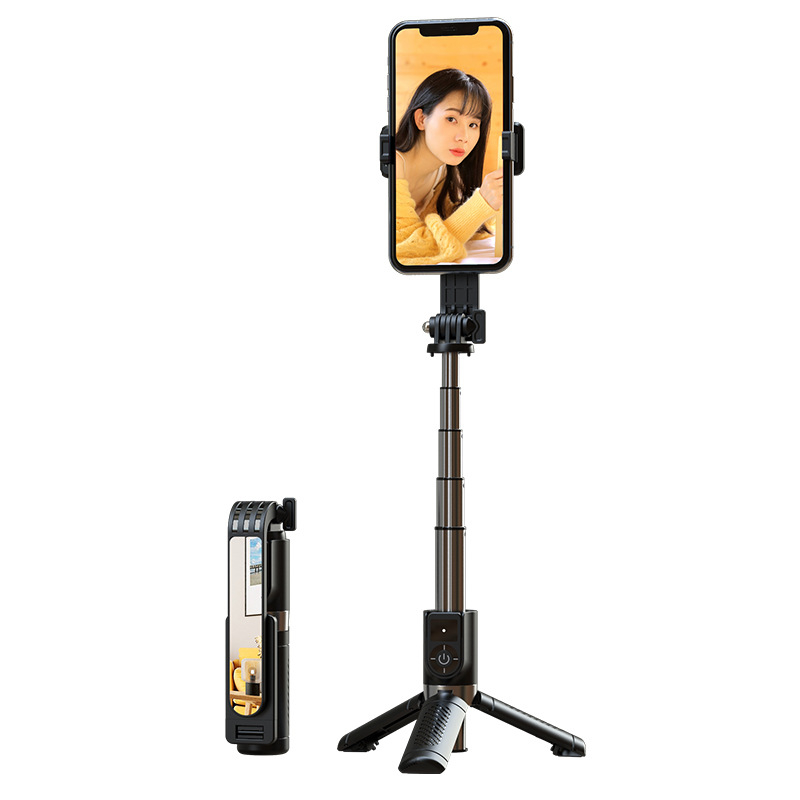 P09 Mini Suport pentru Telefon din Aliaj de Aluminiu + Oțel Inoxidabil, cu Iluminare, Bluetooth Selfie Stick – Trepied Portabil pentru Livestream