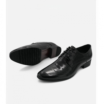 Pantofi Derby din piele pentru bărbați, vârf ascuțit - șiret, partea superioară din piele de vaci de calitate superioară, căptușeală din piele, talpă din cauciuc