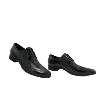 Pantofi Derby din piele pentru bărbați, vârf ascuțit - șiret, partea superioară din piele de vaci de calitate superioară, căptușeală din piele, talpă din cauciuc