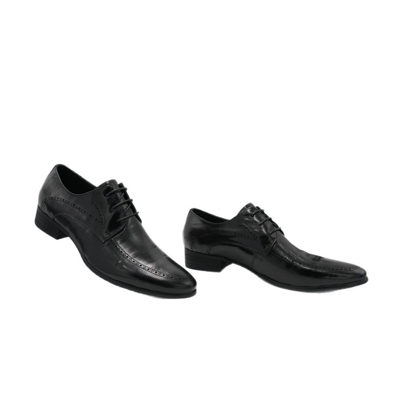 Pantofi Derby din piele pentru bărbați, vârf ascuțit - șiret, partea superioară din piele de vaci de calitate superioară, căptușeală din piele, talpă din cauciuc