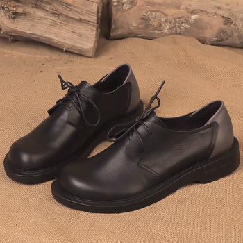 Pantofi bărbați din piele, stil business casual, lucrate manual, piele de vită primă, vârf rotund, talpă groasă