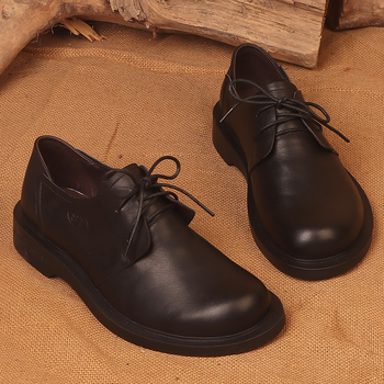 Pantofi bărbați din piele, stil business casual, lucrate manual, piele de vită primă, vârf rotund, talpă groasă