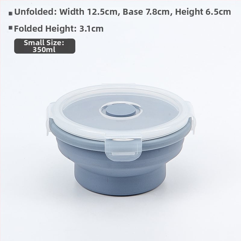 Σιλικονούχο αναδιπλούμενο κουτί φαγητού, στρογγυλό, ασφαλές για τρόφιμα, μικροκυμάτων, χωρητικότητας 0,3–2 L, για εξωτερικούς χώρους και γραφείο