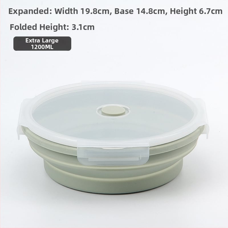 Σιλικονούχο αναδιπλούμενο κουτί φαγητού, στρογγυλό, ασφαλές για τρόφιμα, μικροκυμάτων, χωρητικότητας 0,3–2 L, για εξωτερικούς χώρους και γραφείο