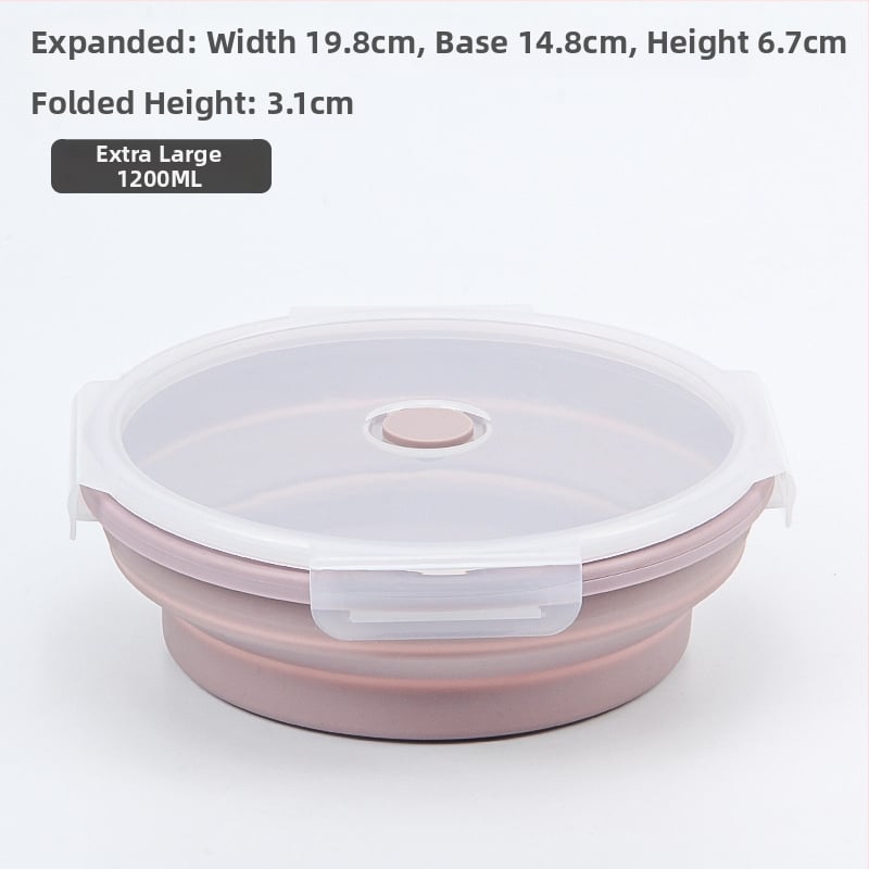 Σιλικονούχο αναδιπλούμενο κουτί φαγητού, στρογγυλό, ασφαλές για τρόφιμα, μικροκυμάτων, χωρητικότητας 0,3–2 L, για εξωτερικούς χώρους και γραφείο