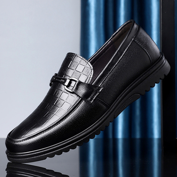 Pantofi casual din piele pentru bărbați, slip-on, din piele de primul strat, talpă PU, căptușeală PU, vârf rotund