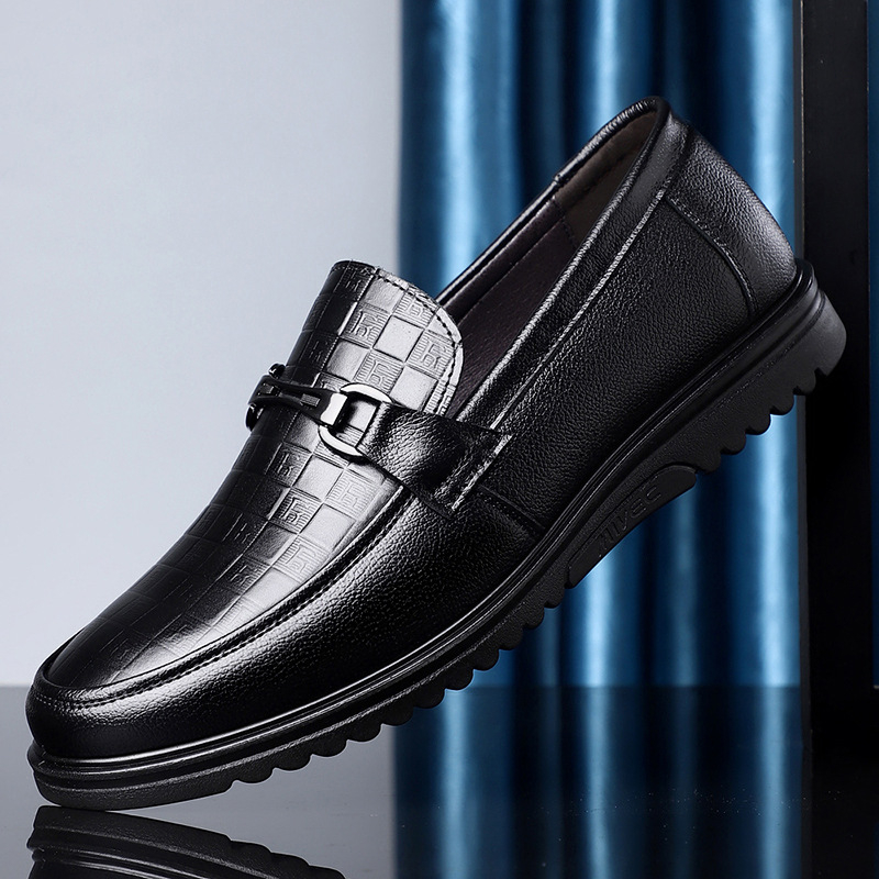 Pantofi casual din piele pentru bărbați, slip-on, din piele de primul strat, talpă PU, căptușeală PU, vârf rotund