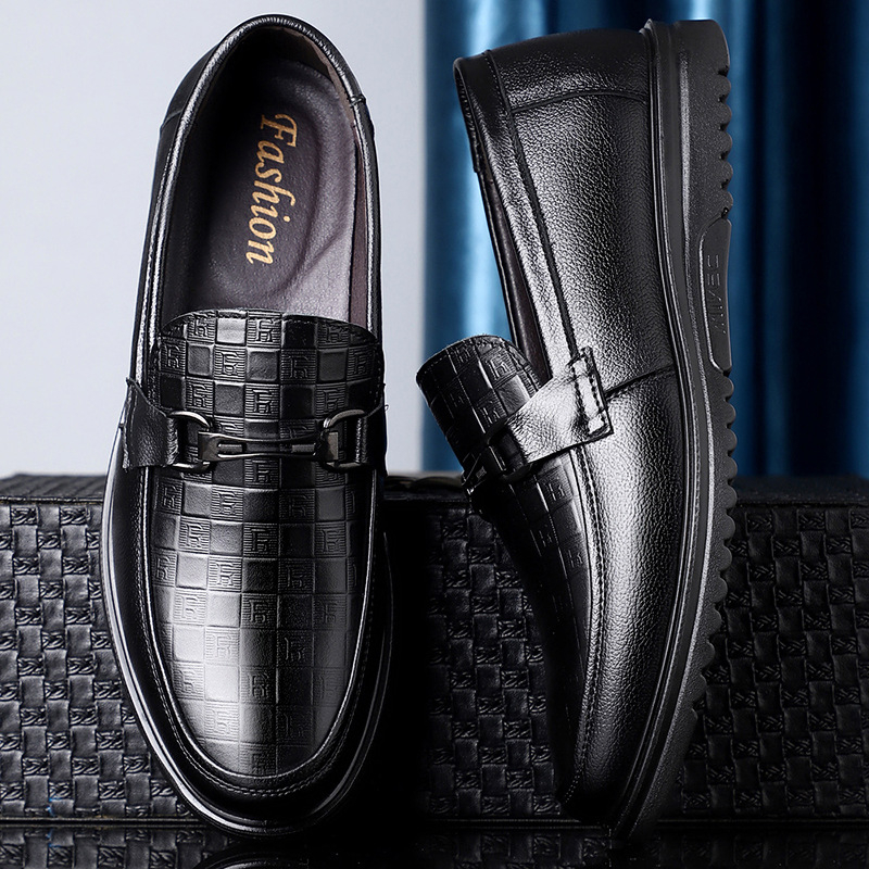 Pantofi casual din piele pentru bărbați, slip-on, din piele de primul strat, talpă PU, căptușeală PU, vârf rotund