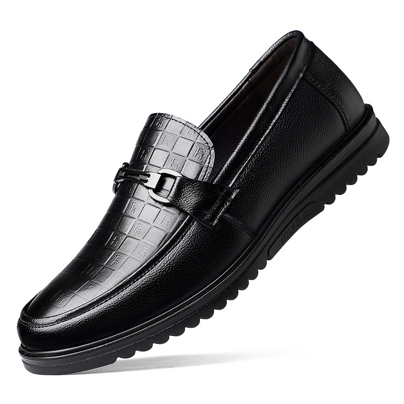 Pantofi casual din piele pentru bărbați, slip-on, din piele de primul strat, talpă PU, căptușeală PU, vârf rotund
