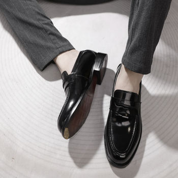 Cordovan muške poslovne cipele na slip-on, kožna potplata, okrugli nos, podstava od kravlje kože, Goodyear šav
