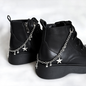 Accesoriu lanț șiret pantofi în formă de stea 3D, lanț din oțel inoxidabil cu pandantiv stea perlata, cataramă detașabilă, model NR298, potrivit pentru adidași, ghete și pantofi casual