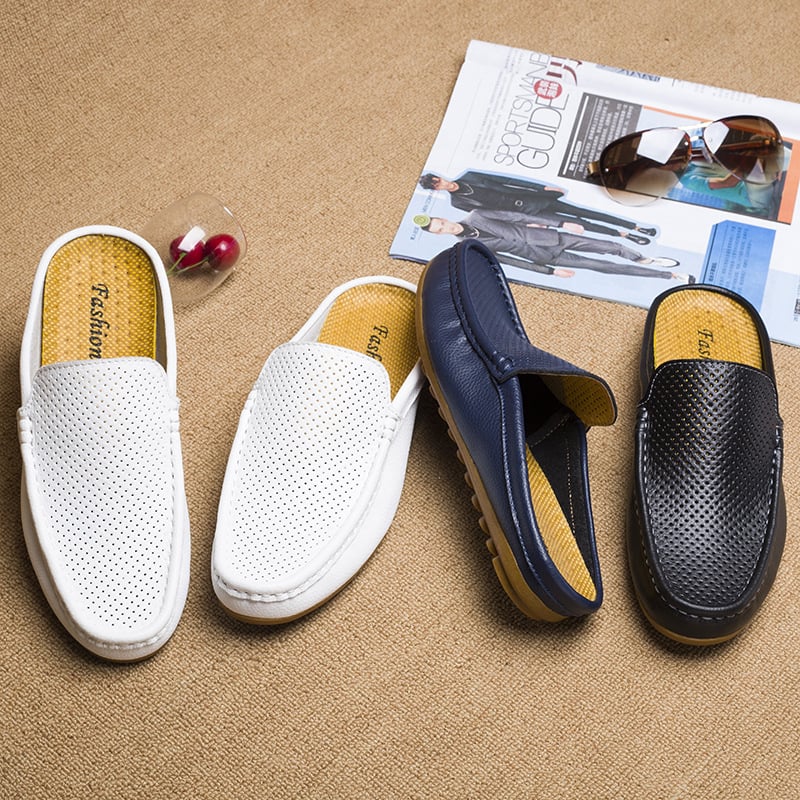 Muške casual slip-on tenisice od mekane kože – zaobljeni nos, gumeni potplat, izlazak ljeta 2022