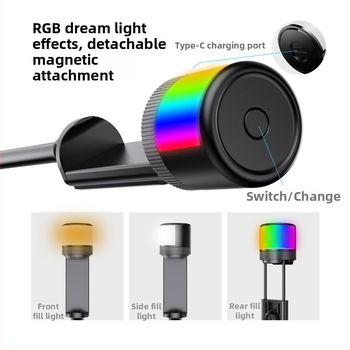 Buffy Bluetooth Selfie Tyč so Stabilizáciou proti Chveniu, Doplnkové Svetlo a Hliníkový Tripod pre Telefón