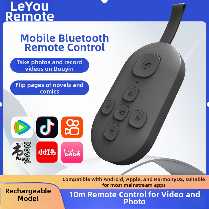 Bluetooth diaľkové ovládanie s posúvaním strán a selfie jedným tlačidlom — DY08, 200mAh, USB-C, dosah 15 m, matný ABS, kompatibilný s Android/iOS